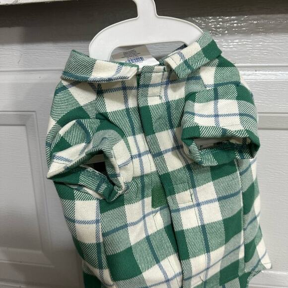 Top Paw Green and Blue Shacket Plaid Dog Shirt - S - Picture 12 of 13
